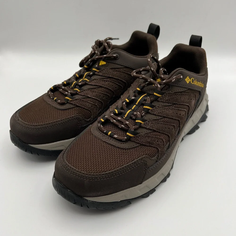 Columbia Strata Trail Low Hiking‎ Shoes Mens 9 Brown Cordovan Mesh Suede Rugged